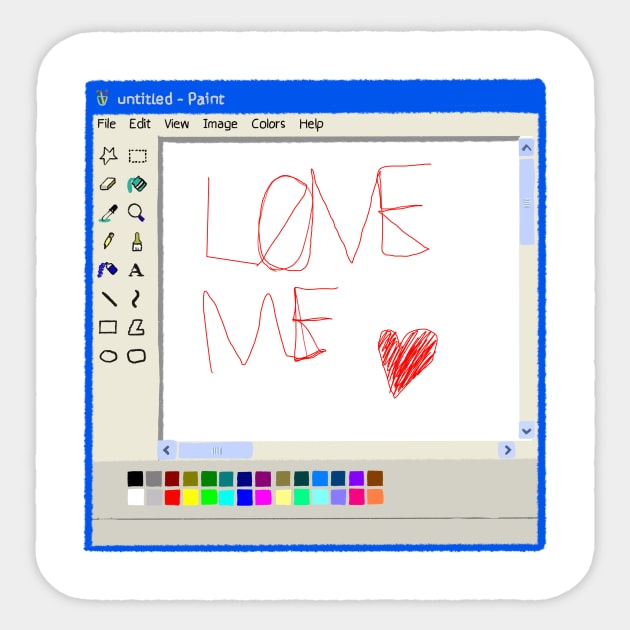 Love me. MS Paint pencil drawing Sticker by Cyniclothes